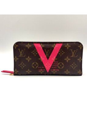 Louis Vuitton Monogram Zippy Wallet Leather Pink Brown Gold